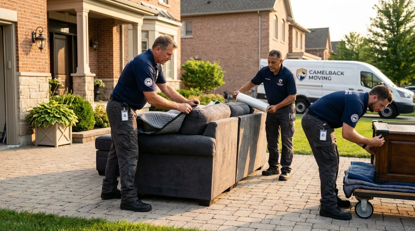 Large estate moving crew wrapping furniture in Vacaville, CA